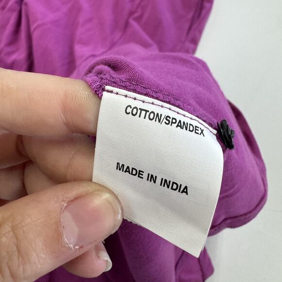 eShakti Dress Womens 4 Purple Fit Flare Short‎ Sleeve V Neck Pockets Cotton - Picture 5 of 8